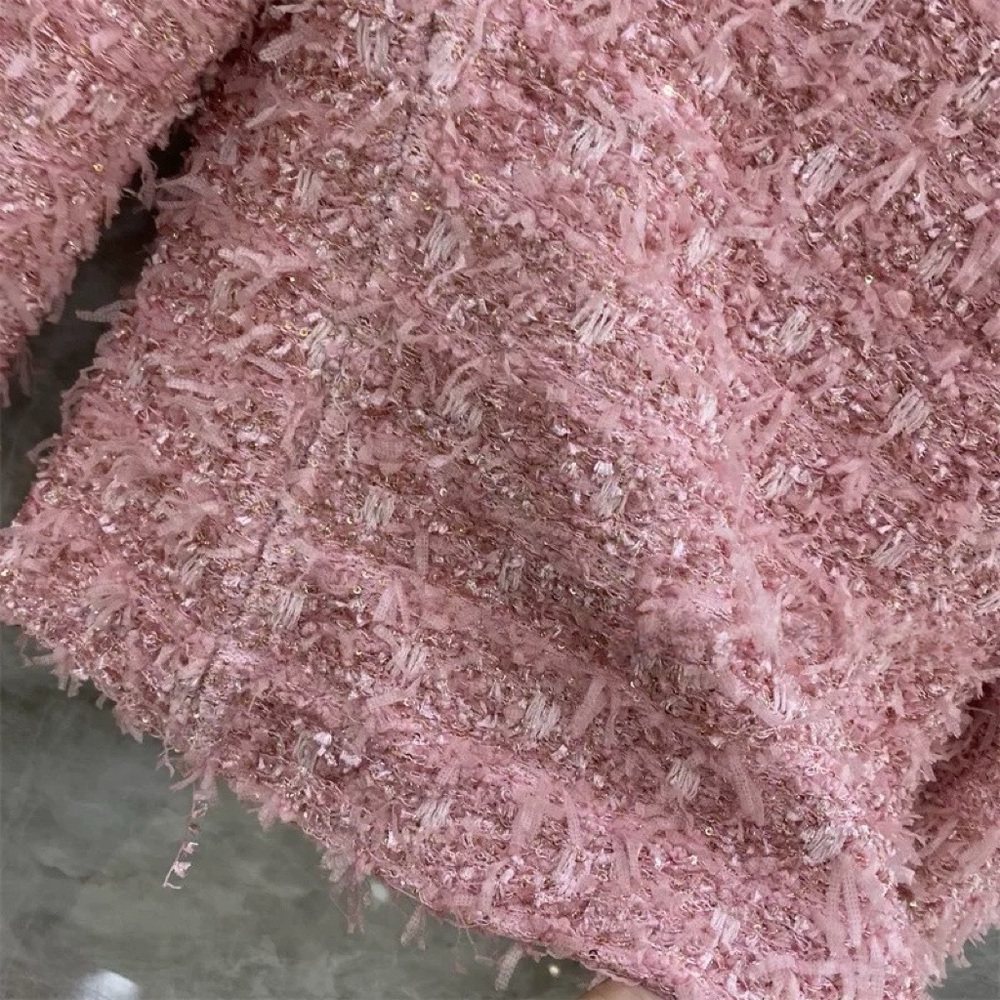 Designer-Style Pink Metallic Tweed Pink Jacket - Picture 13 of 14
